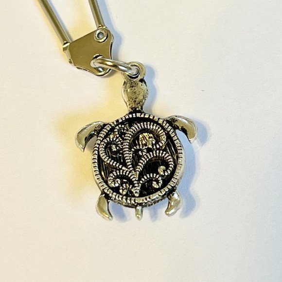 Marcasite Crystal Turtle Keychain Zipper Pull Purse Charm Backpack Silver Plated - Picture 8 of 12